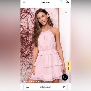 Downright Darling Light Pink Ruffled Halter Mini Dress